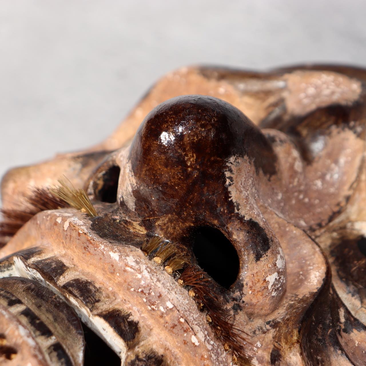 Japanese Vintage Wooden Noh Mask “Zao” by Tanaka Hidetomo Signed w / Bag MSK52116