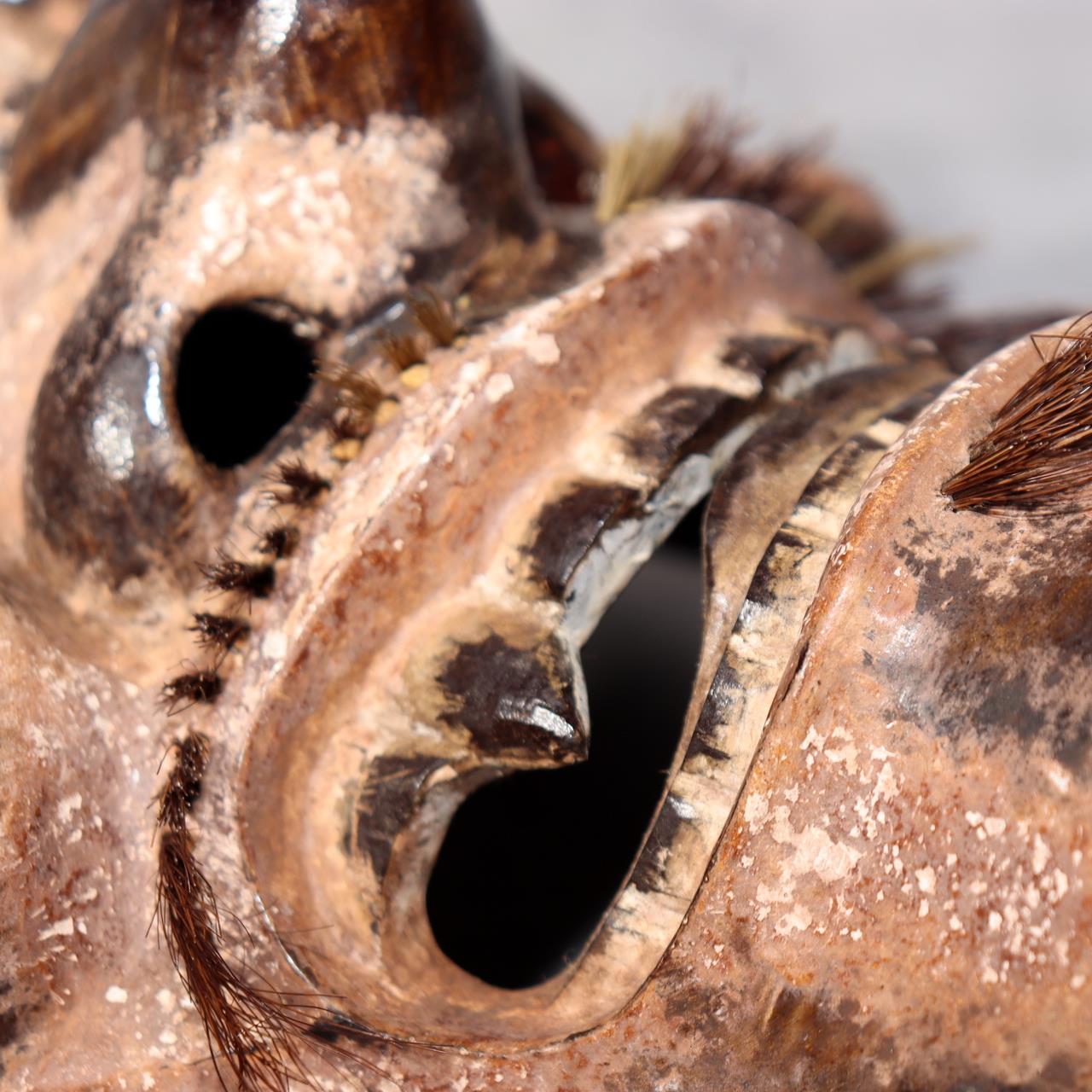 Japanese Vintage Wooden Noh Mask “Zao” by Tanaka Hidetomo Signed w / Bag MSK52121