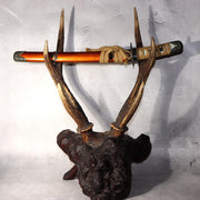 Japanese Deer Antler Sword Stand Kazuno Samurai Wooden Display Rack SWR3580