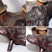 Japanese Deer Antler Sword Stand Kazuno Samurai Wooden Display Rack SWR3586