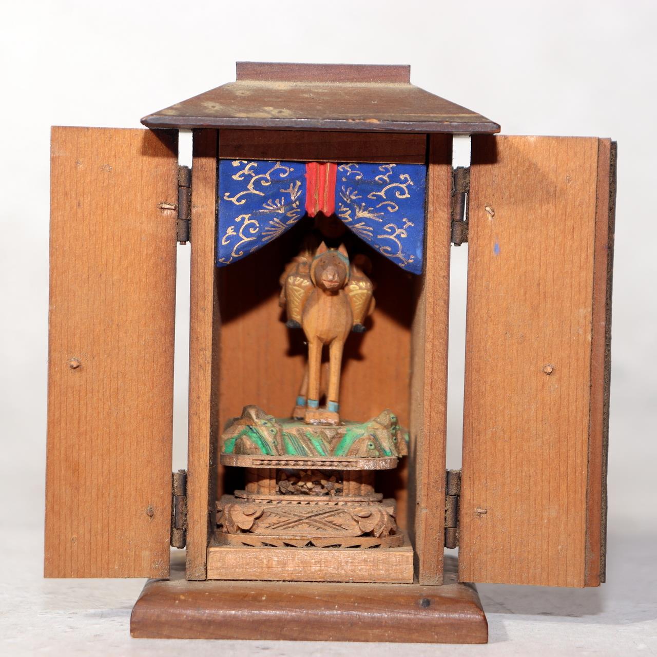 Japanese Antique Wooden Bato Kannon Bodhisattva Statue Buddhist Shrine WB2031