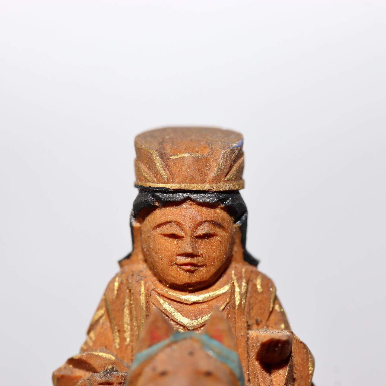 Japanese Antique Wooden Bato Kannon Bodhisattva Statue Buddhist Shrine WB2034