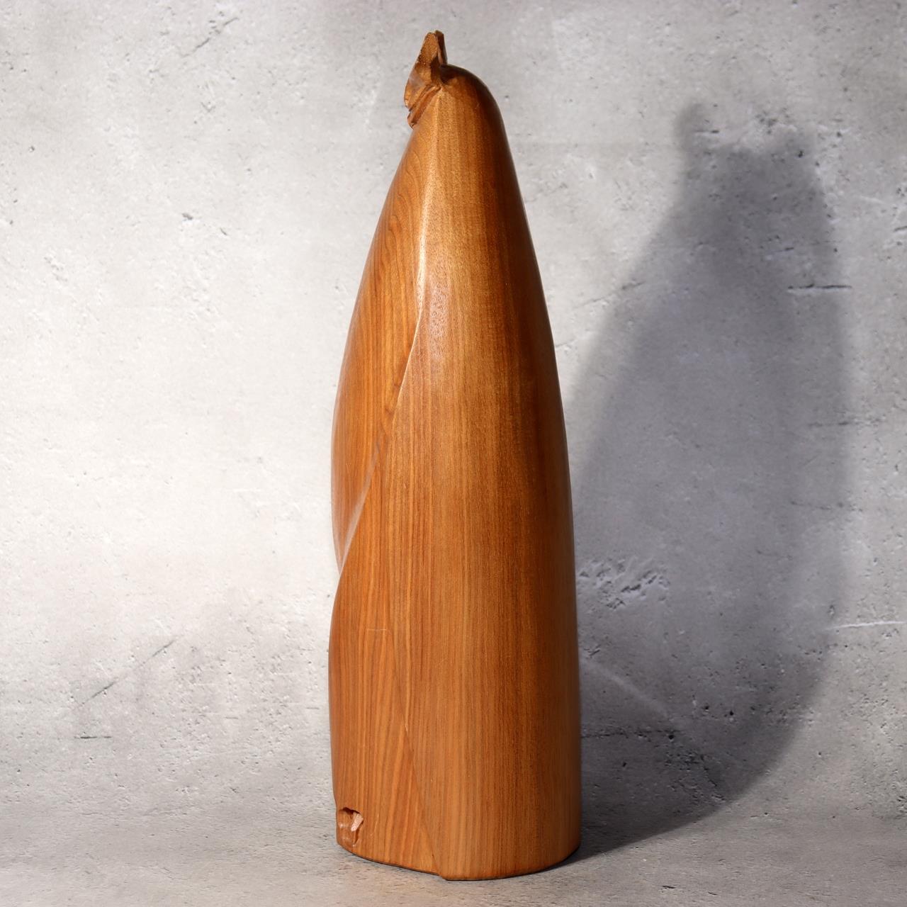 Japanese Wooden Ainu Owl Carving Sculpture Traditional Folk Art Figurine AIN561