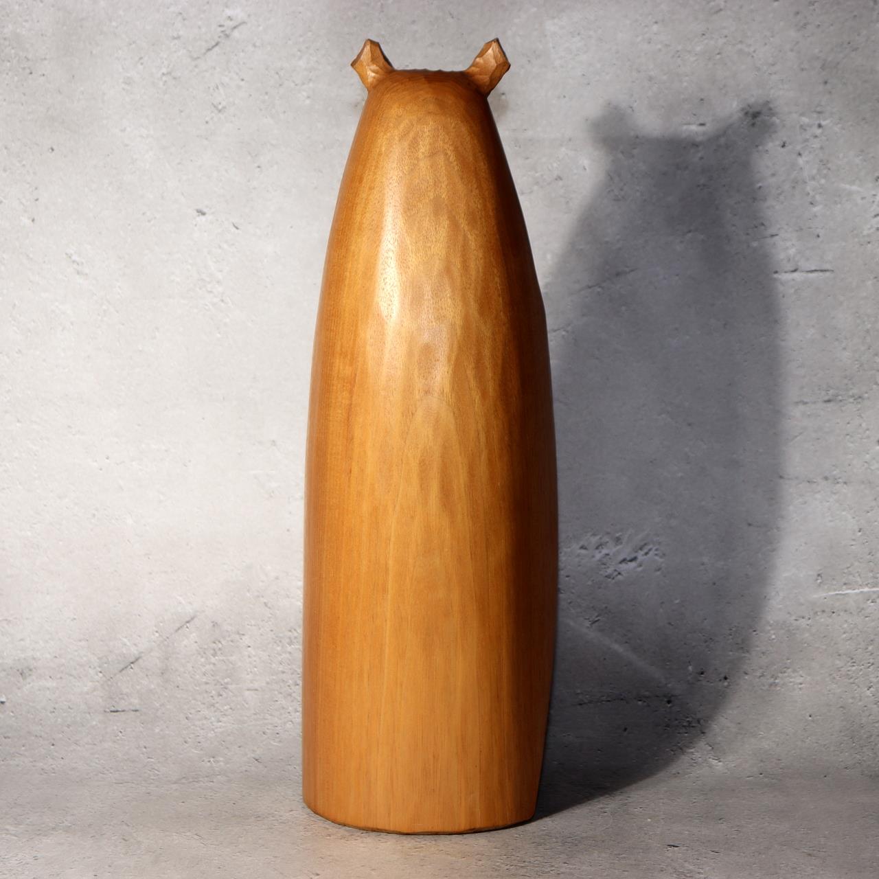 Japanese Wooden Ainu Owl Carving Sculpture Traditional Folk Art Figurine AIN562