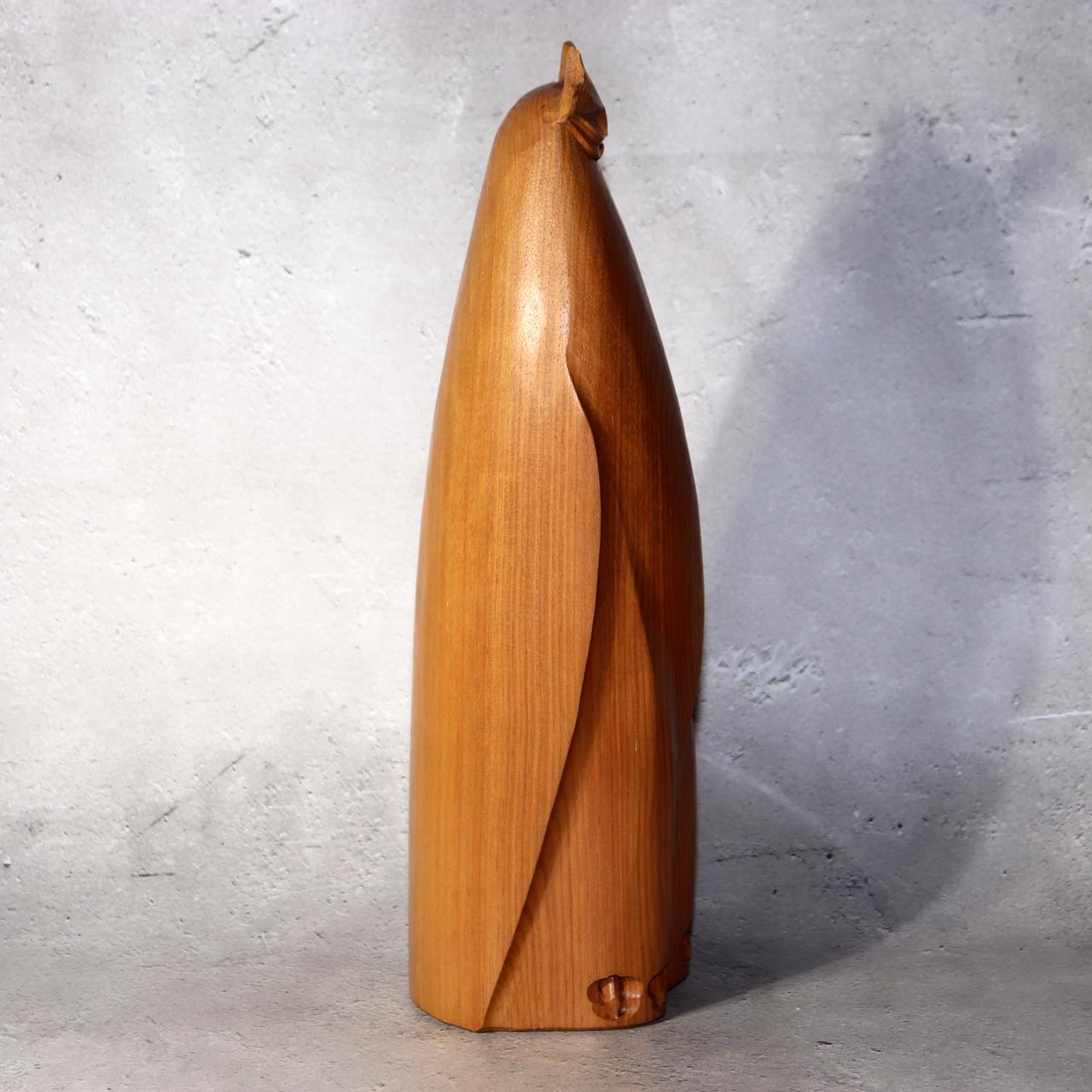 Japanese Wooden Ainu Owl Carving Sculpture Traditional Folk Art Figurine AIN563