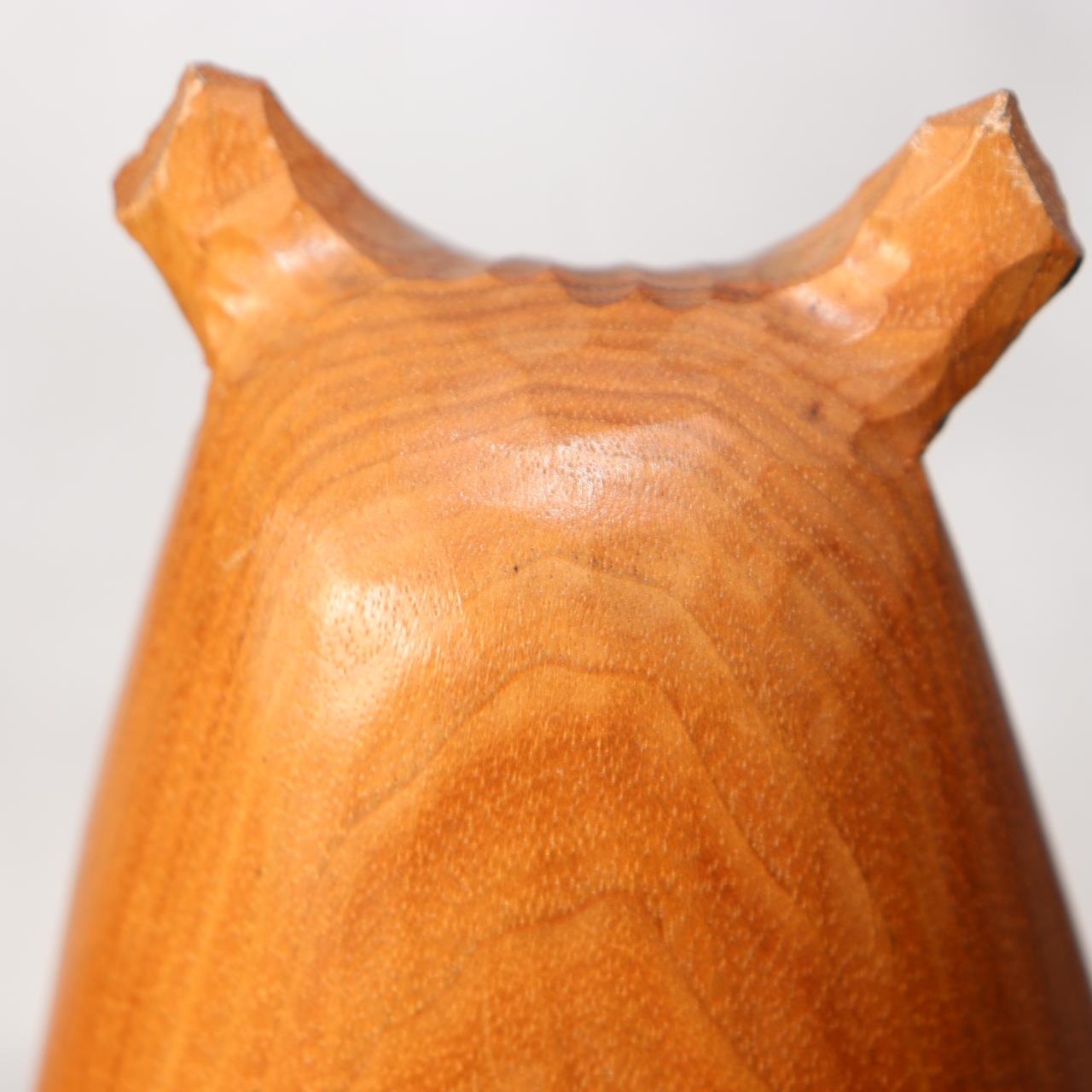 Japanese Wooden Ainu Owl Carving Sculpture Traditional Folk Art Figurine AIN567