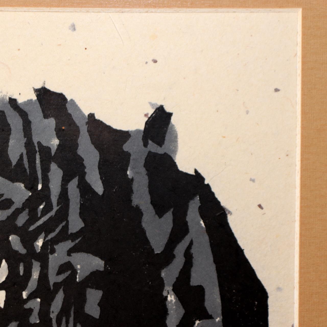 Japanese Woodblock Print by Iwao Akiyama “Aoi Yama” 1979 Signed Santoka Taneda10