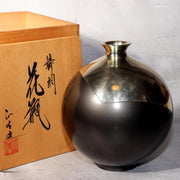 Japanese Modern Art Bronze Vase Inlay Design Contemporary Metal Craft BV6840