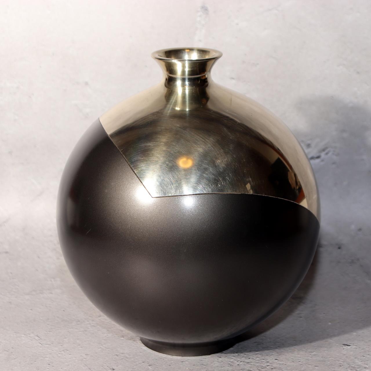 Japanese Modern Art Bronze Vase Inlay Design Contemporary Metal Craft BV6841