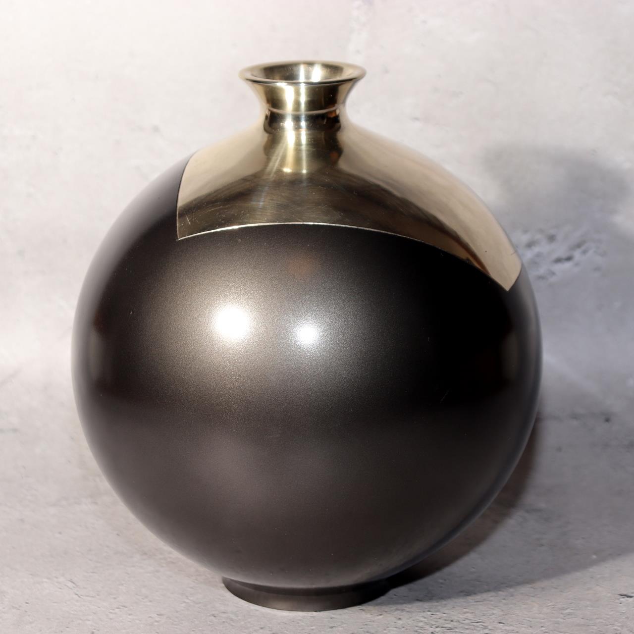 Japanese Modern Art Bronze Vase Inlay Design Contemporary Metal Craft BV6842