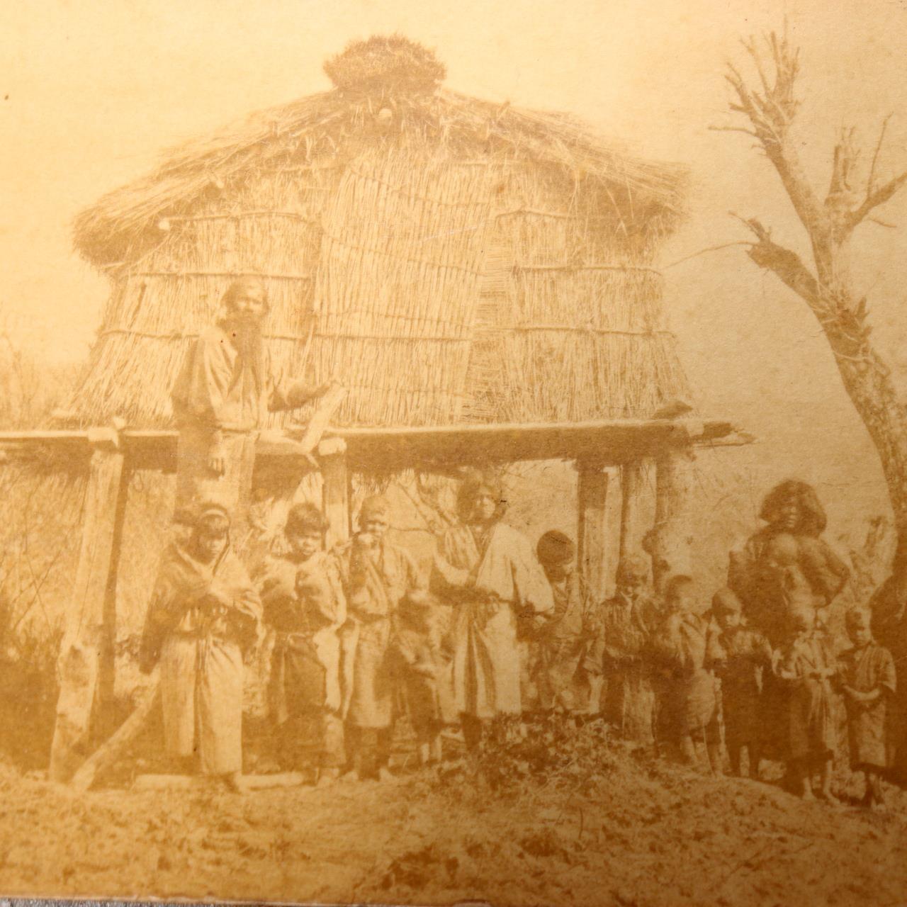 Japanese Antique Meiji Photo Ainu People House by Photographer Mishima Tokiwa2