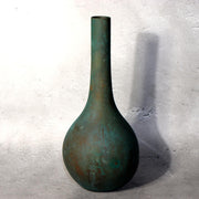 Japanese Bronze Flower Vase Green Patina Long Neck Ikebana Art signed BV6863