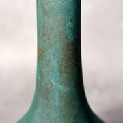 Japanese Bronze Flower Vase Green Patina Long Neck Ikebana Art signed BV68611