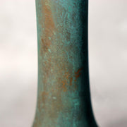 Japanese Bronze Flower Vase Green Patina Long Neck Ikebana Art signed BV68612