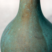 Japanese Bronze Flower Vase Green Patina Long Neck Ikebana Art signed BV68613