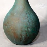 Japanese Bronze Flower Vase Green Patina Long Neck Ikebana Art signed BV68615