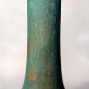 Japanese Bronze Flower Vase Green Patina Long Neck Ikebana Art signed BV68616