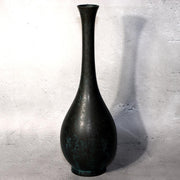 Japanese Bronze Flower Vase Long Neck Green Patina Ikebana Art BV6870