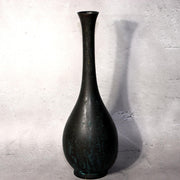 Japanese Bronze Flower Vase Long Neck Green Patina Ikebana Art BV6873