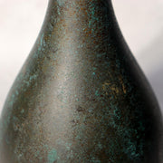 Japanese Bronze Flower Vase Long Neck Green Patina Ikebana Art BV68713