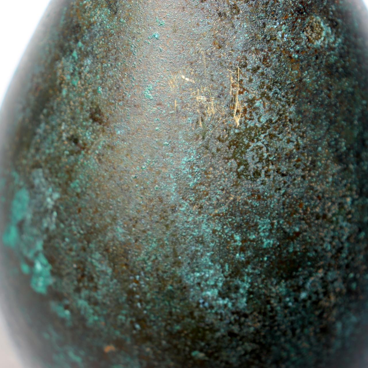 Japanese Bronze Flower Vase Long Neck Green Patina Ikebana Art BV68716