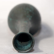 Japanese Bronze Flower Vase Long Neck Green Patina Ikebana Art BV6874