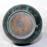 Japanese Bronze Flower Vase Long Neck Green Patina Ikebana Art BV6875