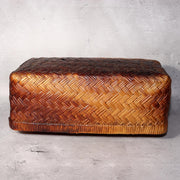Japanese Vintage Bamboo Basket Storage Box Handwoven Rectangular Kago BVO6519