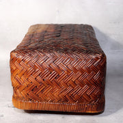 Japanese Vintage Bamboo Basket Storage Box Handwoven Rectangular Kago BVO652
