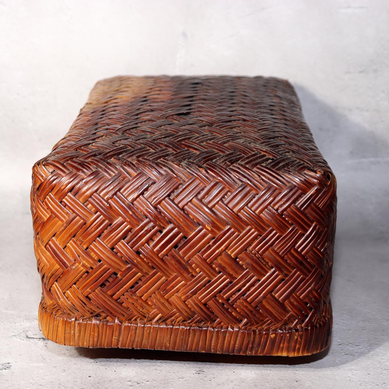 Japanese Vintage Bamboo Basket Storage Box Handwoven Rectangular Kago BVO652