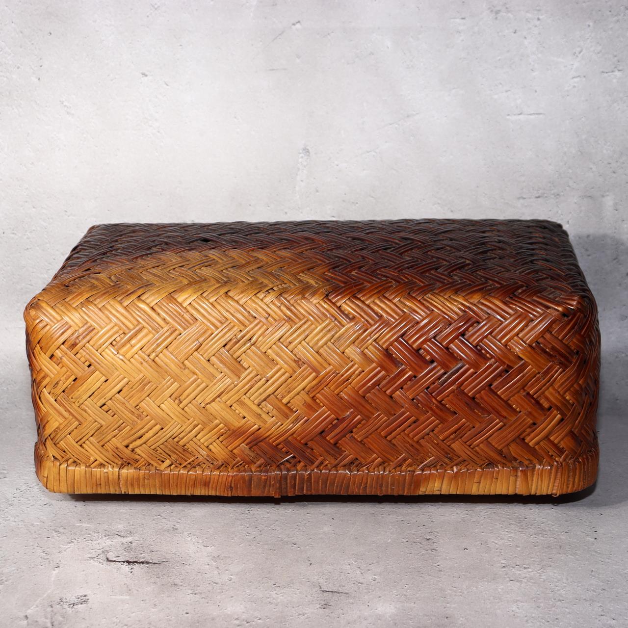 Japanese Vintage Bamboo Basket Storage Box Handwoven Rectangular Kago BVO653