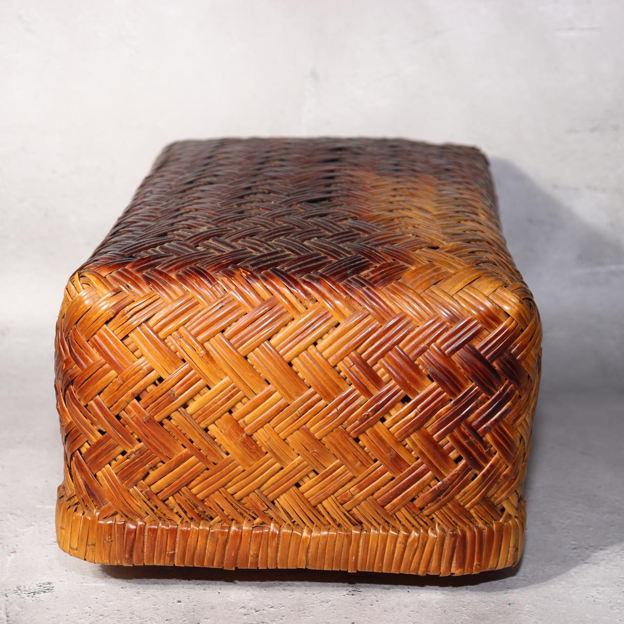 Japanese Vintage Bamboo Basket Storage Box Handwoven Rectangular Kago BVO654