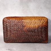 Japanese Vintage Bamboo Basket Storage Box Handwoven Rectangular Kago BVO656