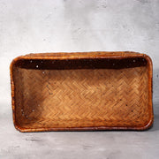 Japanese Vintage Bamboo Basket Storage Box Handwoven Rectangular Kago BVO6515