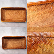 Japanese Vintage Bamboo Basket Storage Box Handwoven Rectangular Kago BVO659