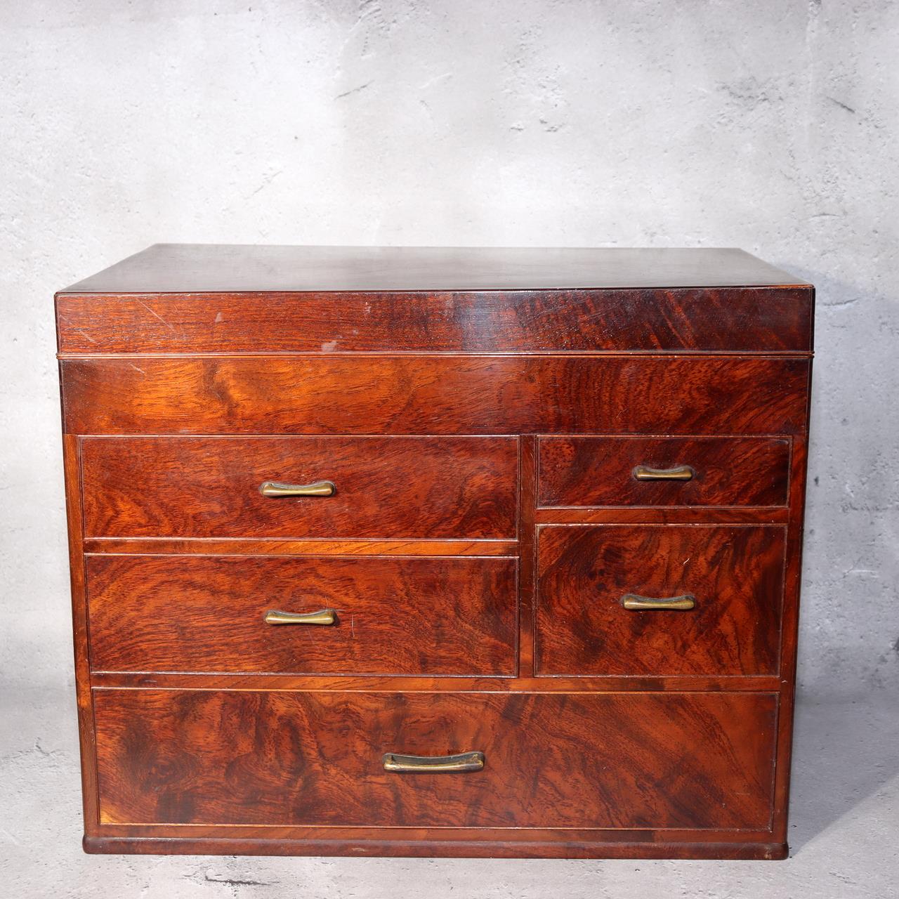 Japanese Fine Mulberry Wooden Sewing Box Haribako Tansu Chest Drawers Storage0