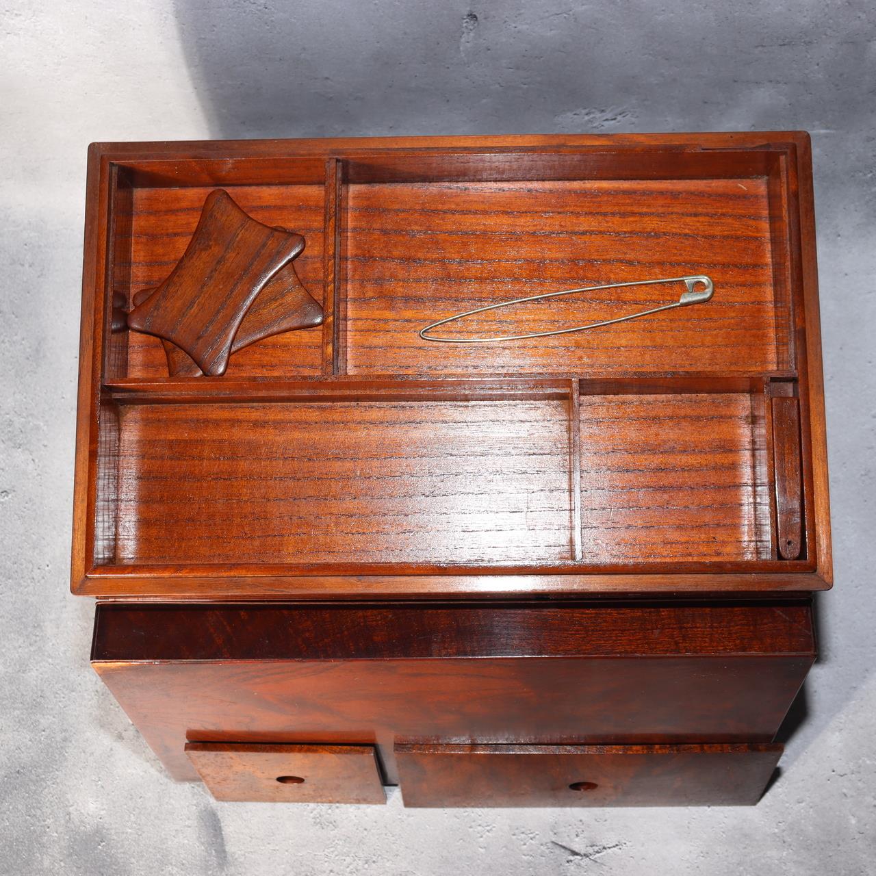 Japanese Fine Mulberry Wooden Sewing Box Haribako Tansu Chest Drawers Storage6