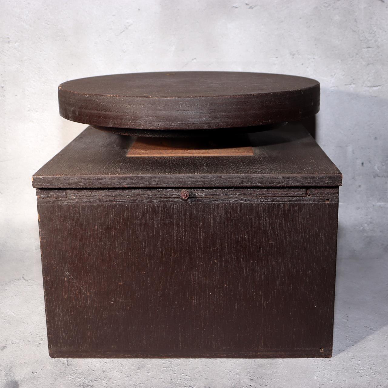 Japanese Antique Wooden Rotating Stand Pottery Work Table Tansu Chest Drawers2