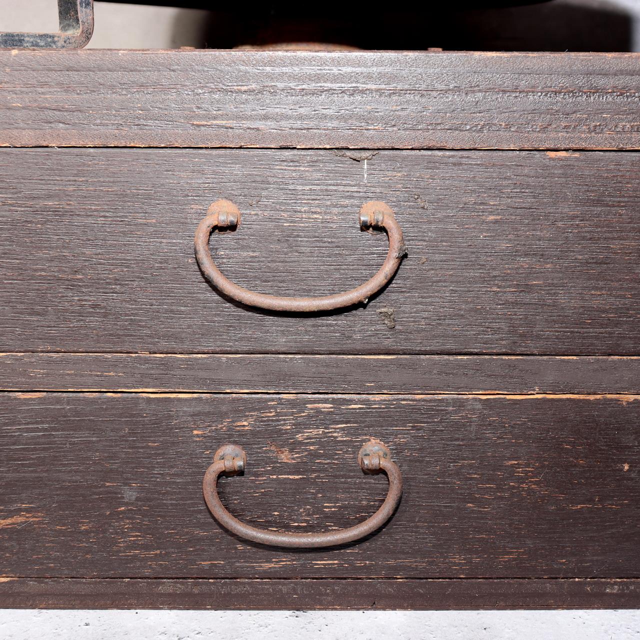 Japanese Antique Wooden Rotating Stand Pottery Work Table Tansu Chest Drawers13