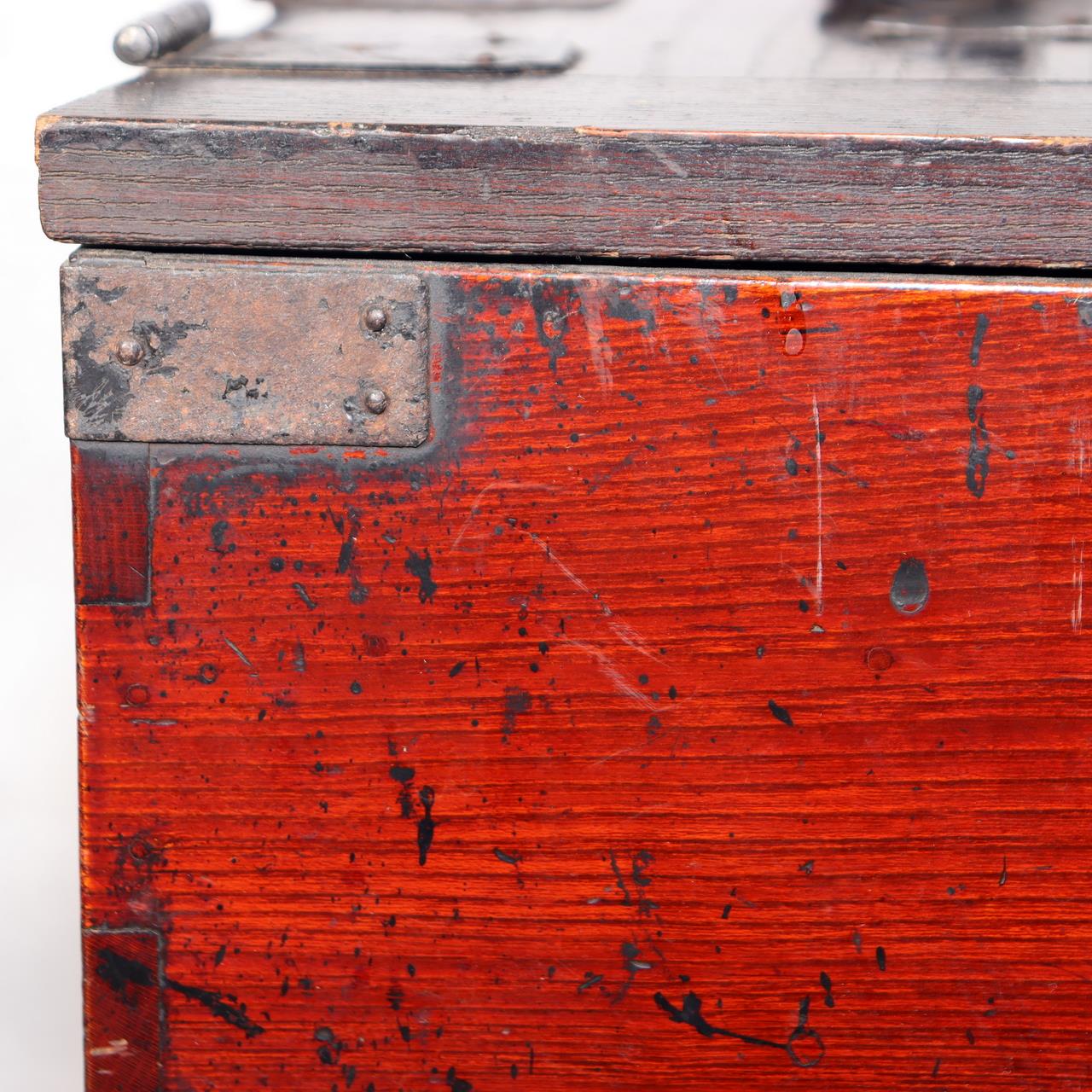 Japanese Antique wooden Kake Suzuribako inkstone box Funa Tansu drawer WBX32614