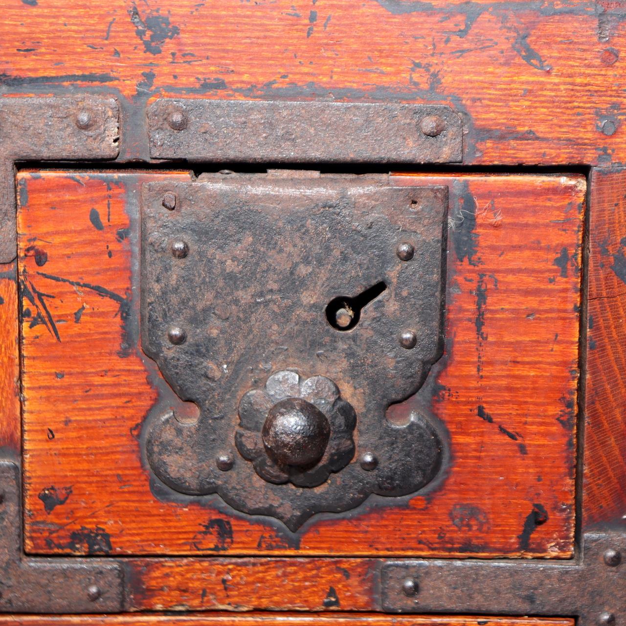 Japanese Antique wooden Kake Suzuribako inkstone box Funa Tansu drawer WBX32619