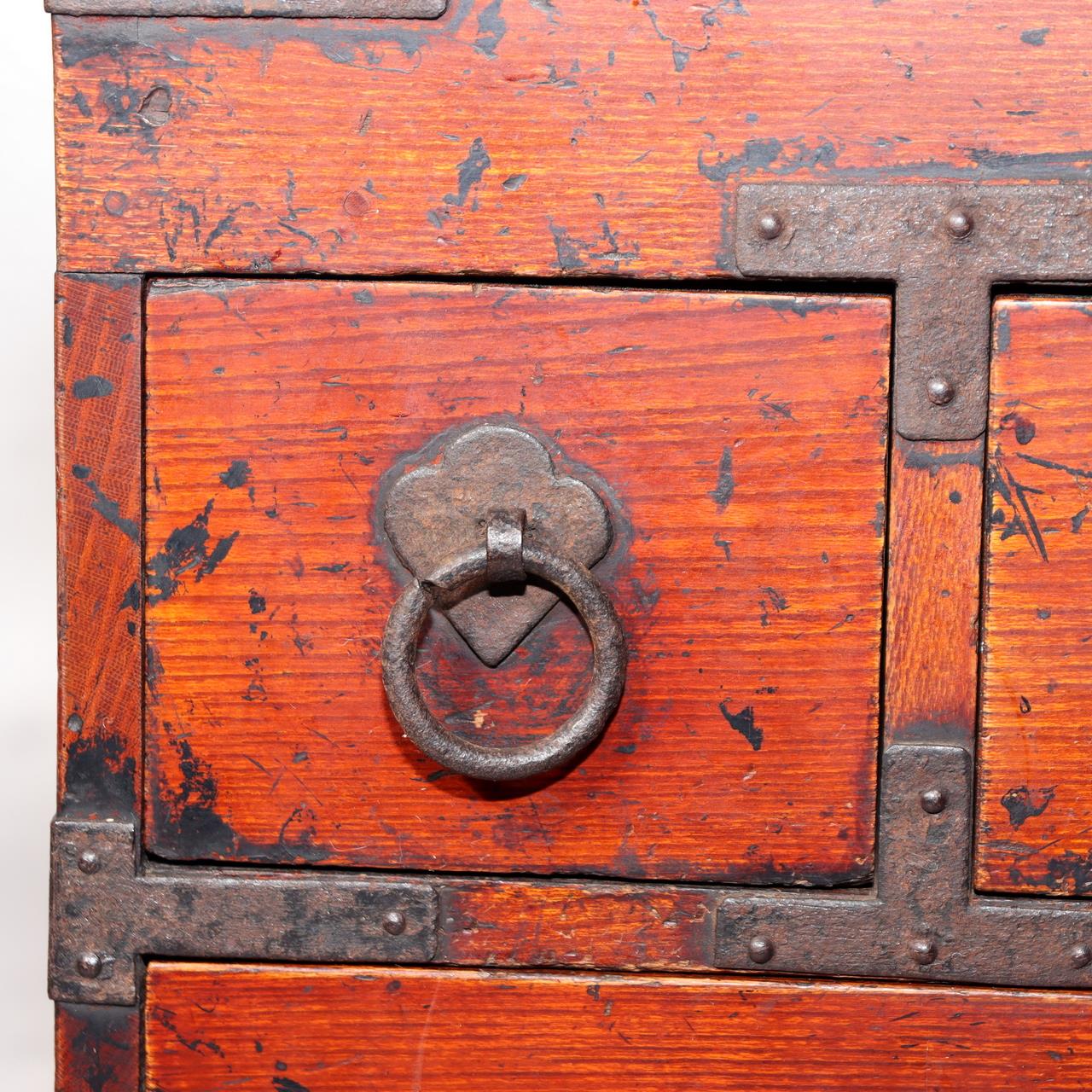 Japanese Antique wooden Kake Suzuribako inkstone box Funa Tansu drawer WBX32620
