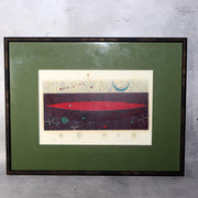 Japanese Modern Woodblock Print Masao Ohba Pisces Night Vintage Limited 22/2001