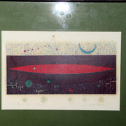 Japanese Modern Woodblock Print Masao Ohba Pisces Night Vintage Limited 22/2000