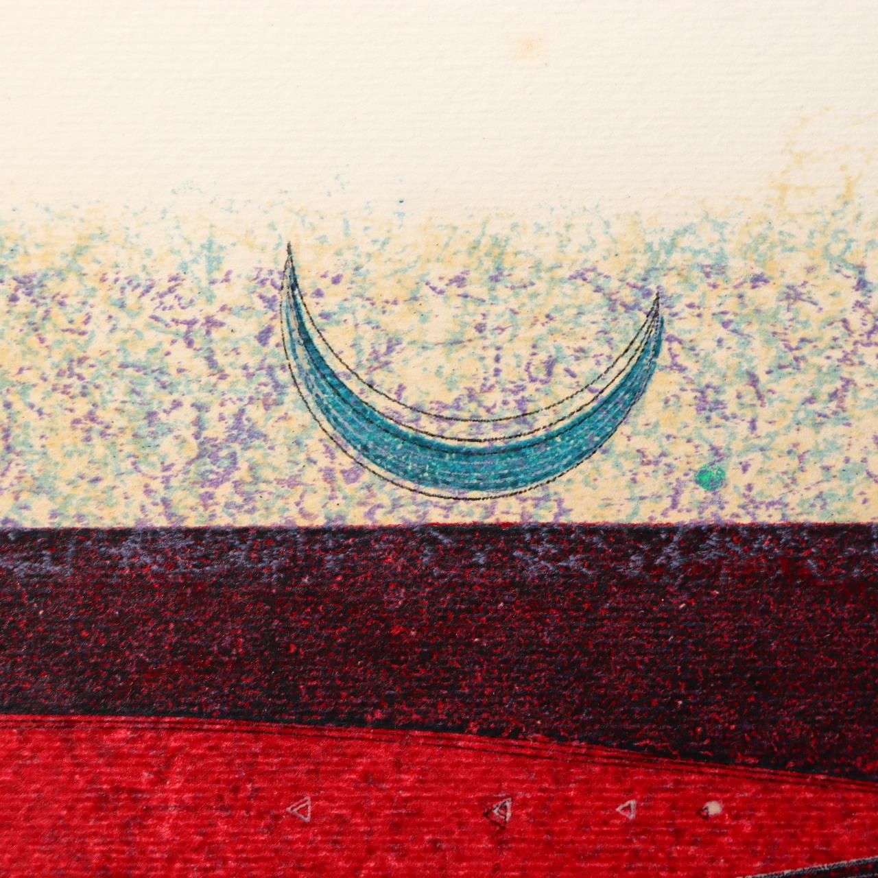 Japanese Modern Woodblock Print Masao Ohba Pisces Night Vintage Limited 22/2007