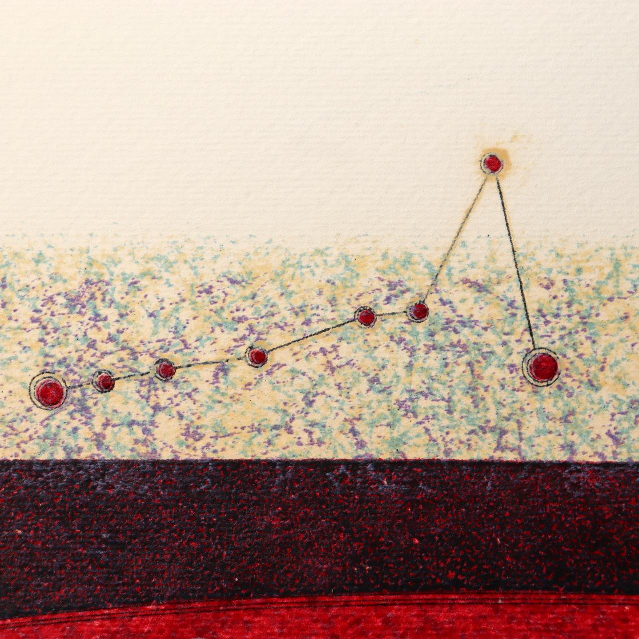 Japanese Modern Woodblock Print Masao Ohba Pisces Night Vintage Limited 22/20010