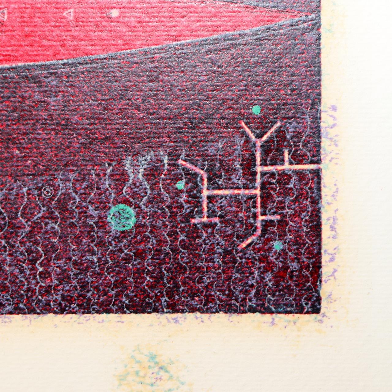 Japanese Modern Woodblock Print Masao Ohba Pisces Night Vintage Limited 22/20013