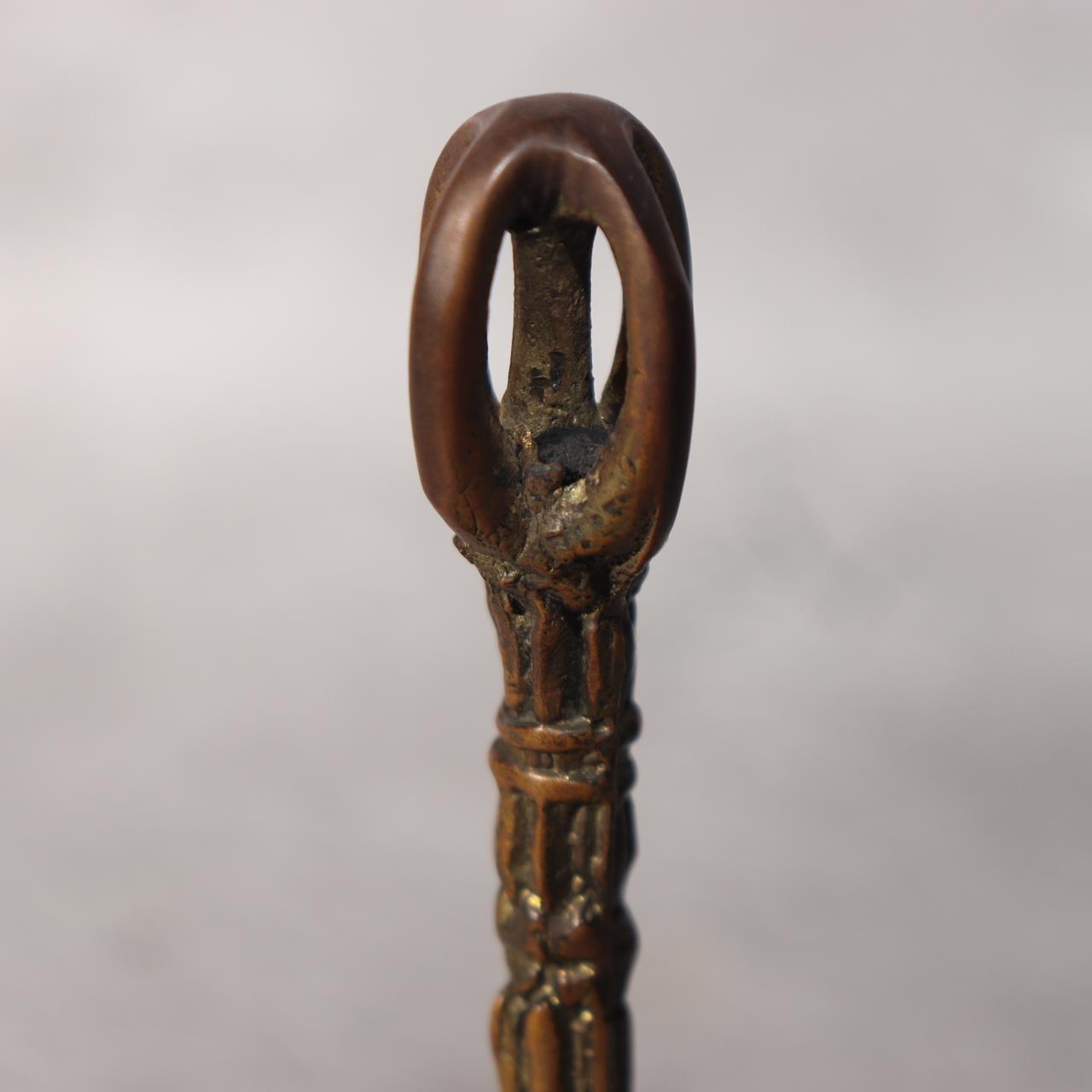 Japanese Buddhist Ritual Tool Set Bronze Shakujo Staff & Bell Vajra Temple7