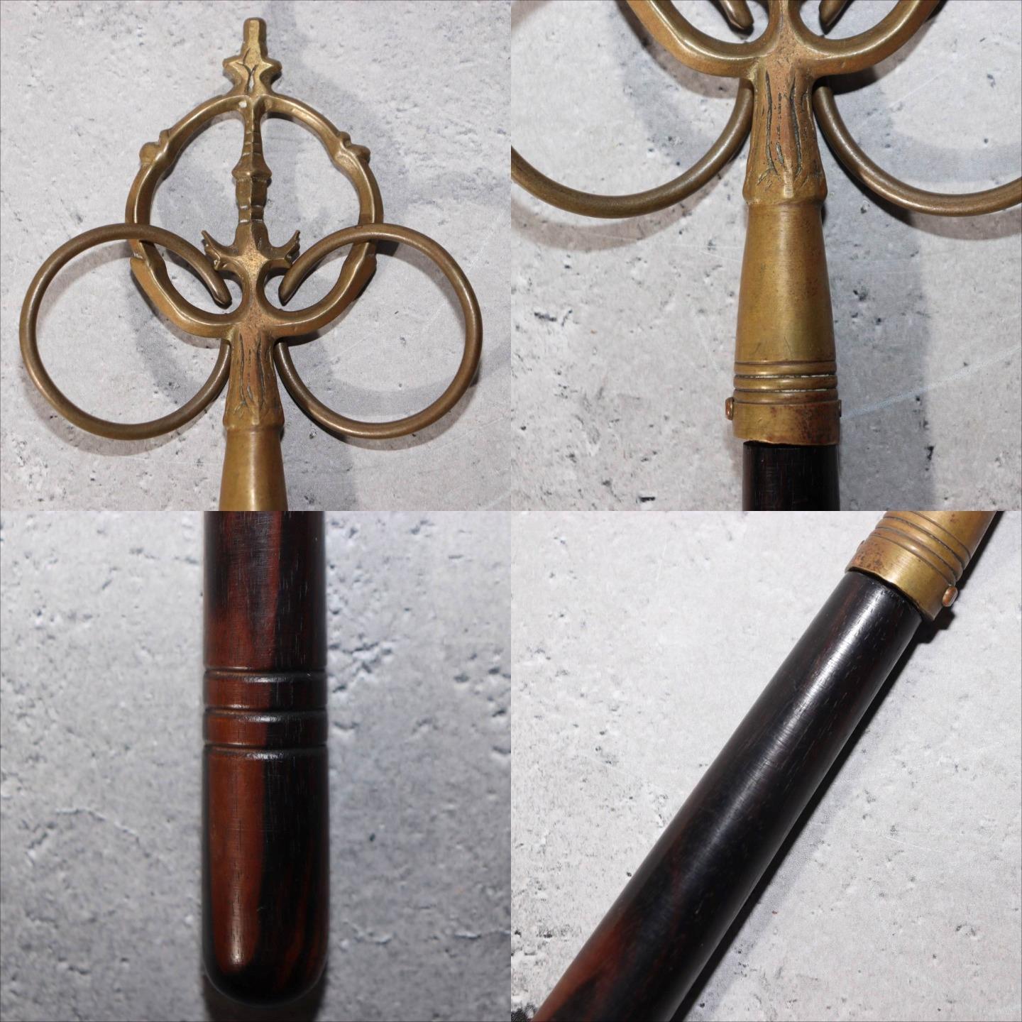 Japanese Buddhist Ritual Tool Set Bronze Shakujo Staff & Bell Vajra Temple5