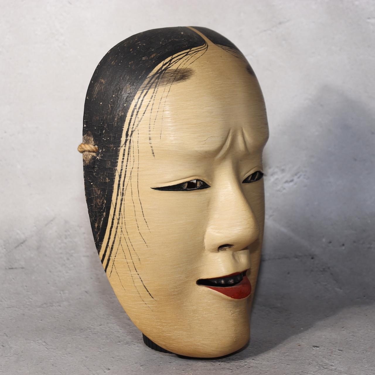 Japanese Noh Mask Jissun-gami Old Woman No Eyebrows Type Wooden Hand-Carved Trad2